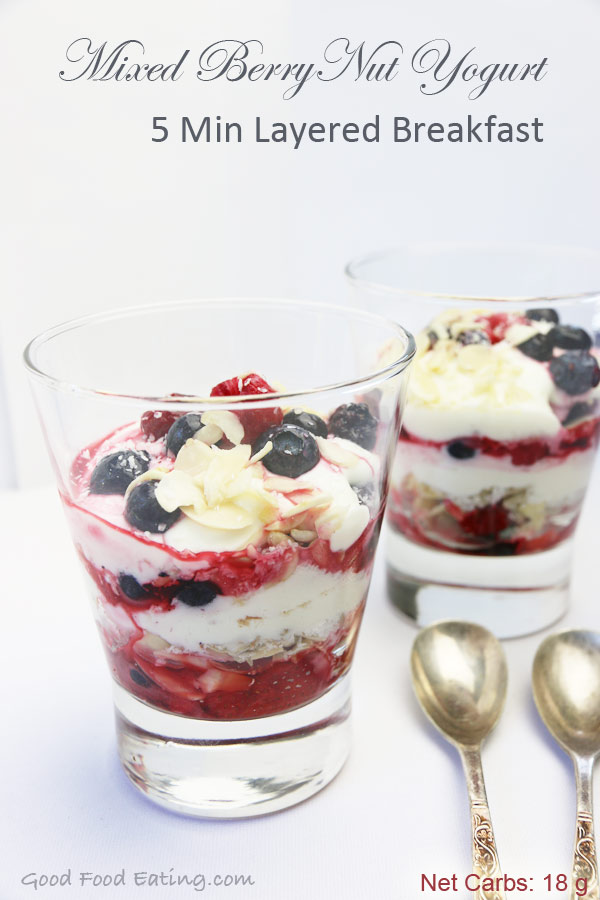 5 Min Breakfast: Layered berry nut yogurt
